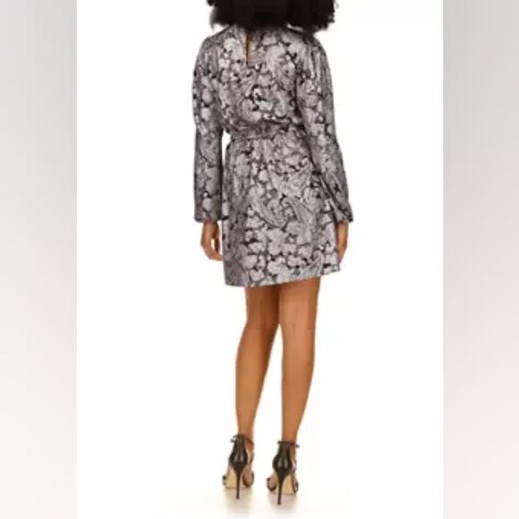 NWOT MICHAEL MICHAEL KORS METALLIC PAISLEY PRINT FLOUNCE DRESS - Picture 9 of 12